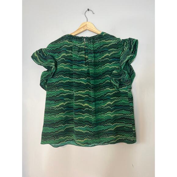 NEW Ulla Johnson Marjorie Layered High Neck Ruffle Sleeve Top Green Peacock - Picture 7 of 7